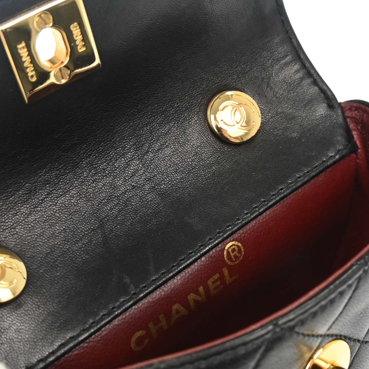 Chanel Black Lambskin Straight Flap Shoulder Bag