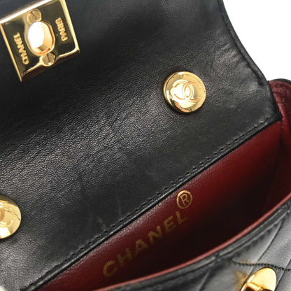 Chanel Black Lambskin Straight Flap Shoulder Bag