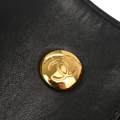 Chanel Black Lambskin Straight Flap Shoulder Bag