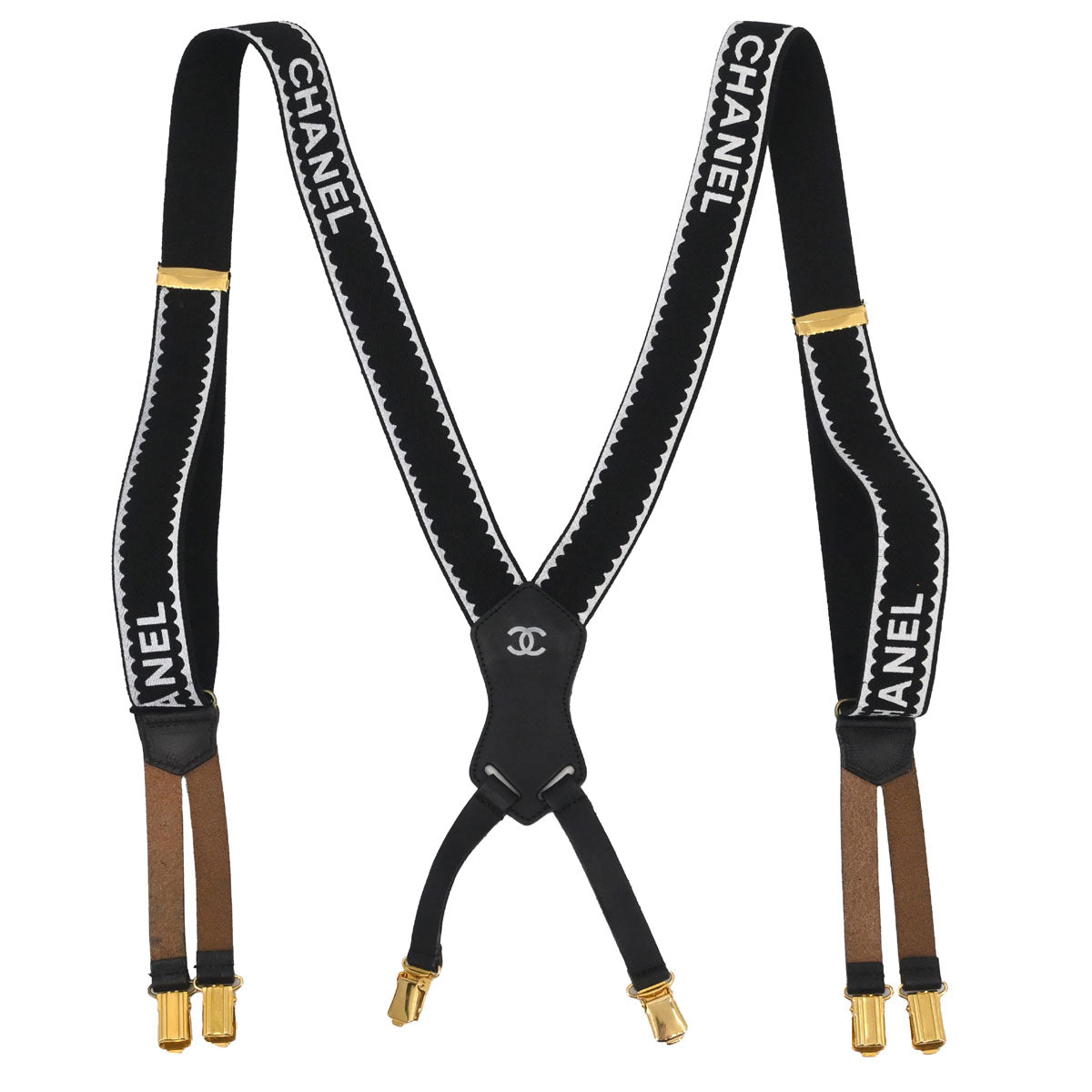 Chanel Black Suspenders 21 Small Good