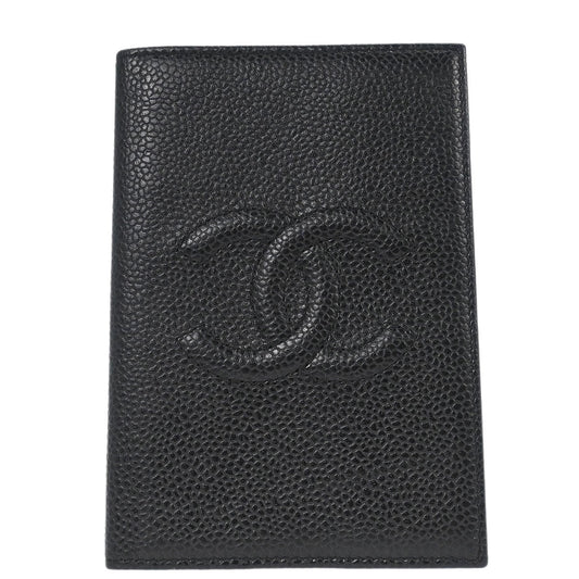 Chanel Black Caviar Skin Note Book Cover Small Good