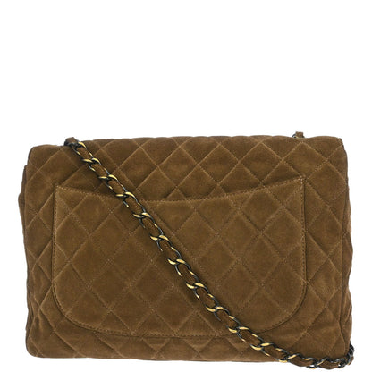 Chanel Brown Suede Jumbo Classic Flap Shoulder Bag