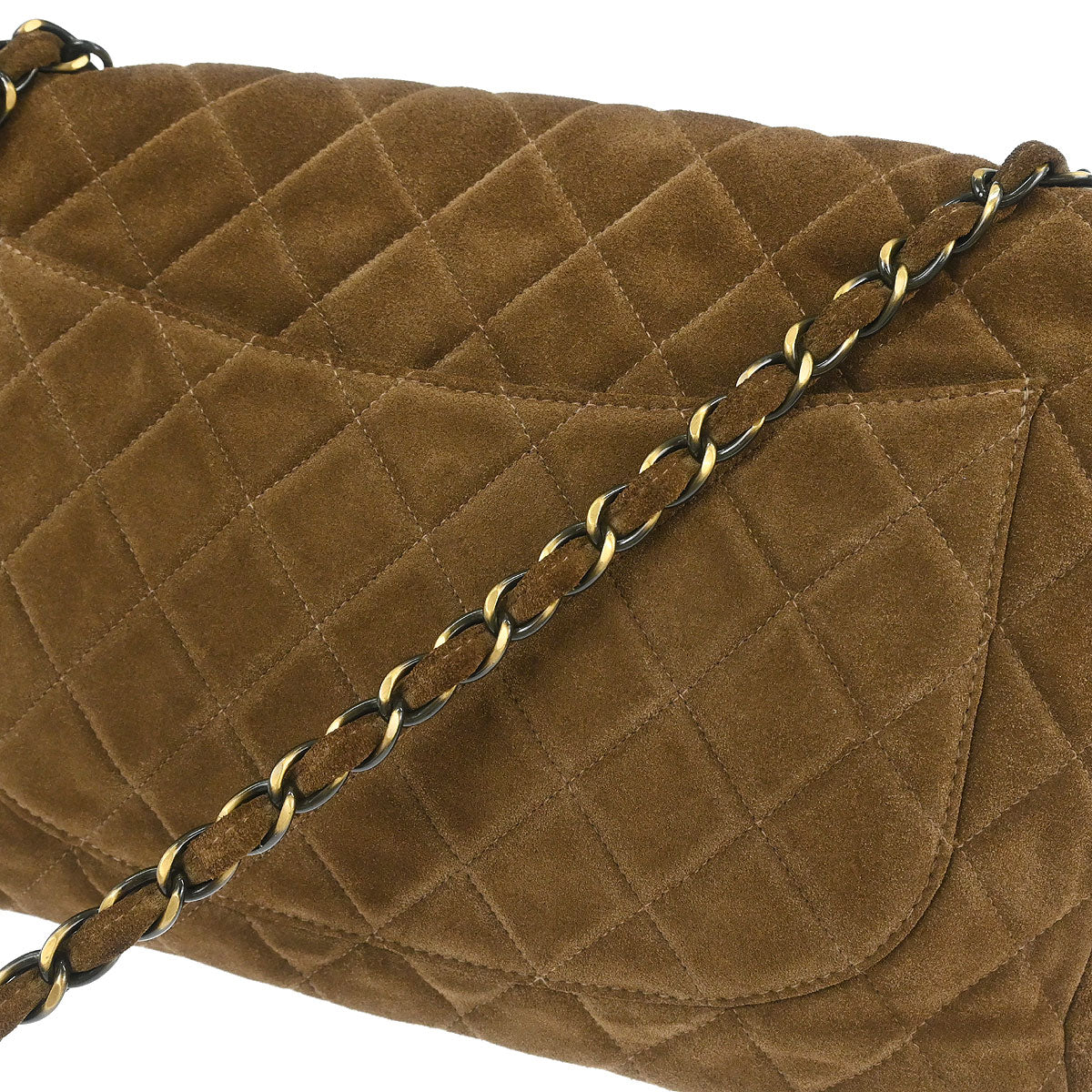 Chanel Brown Suede Jumbo Classic Flap Shoulder Bag