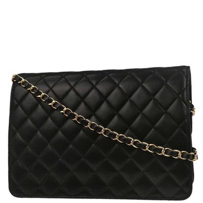 Chanel 2010-2011 Black Lambskin Turnlock Medium Half Flap Shoulder Bag