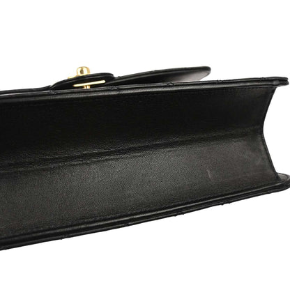 Chanel 2010-2011 Black Lambskin Turnlock Medium Half Flap Shoulder Bag