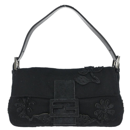Fendi Black Felt Baguette Handbag