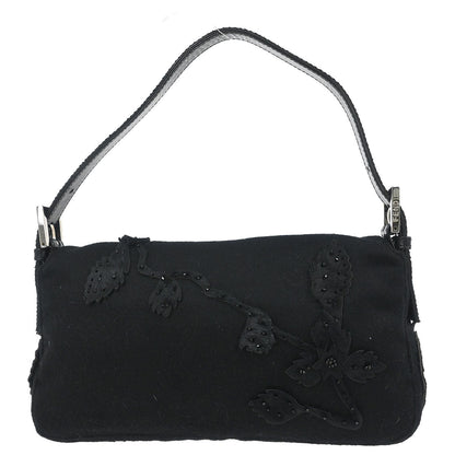 Fendi Black Felt Baguette Handbag