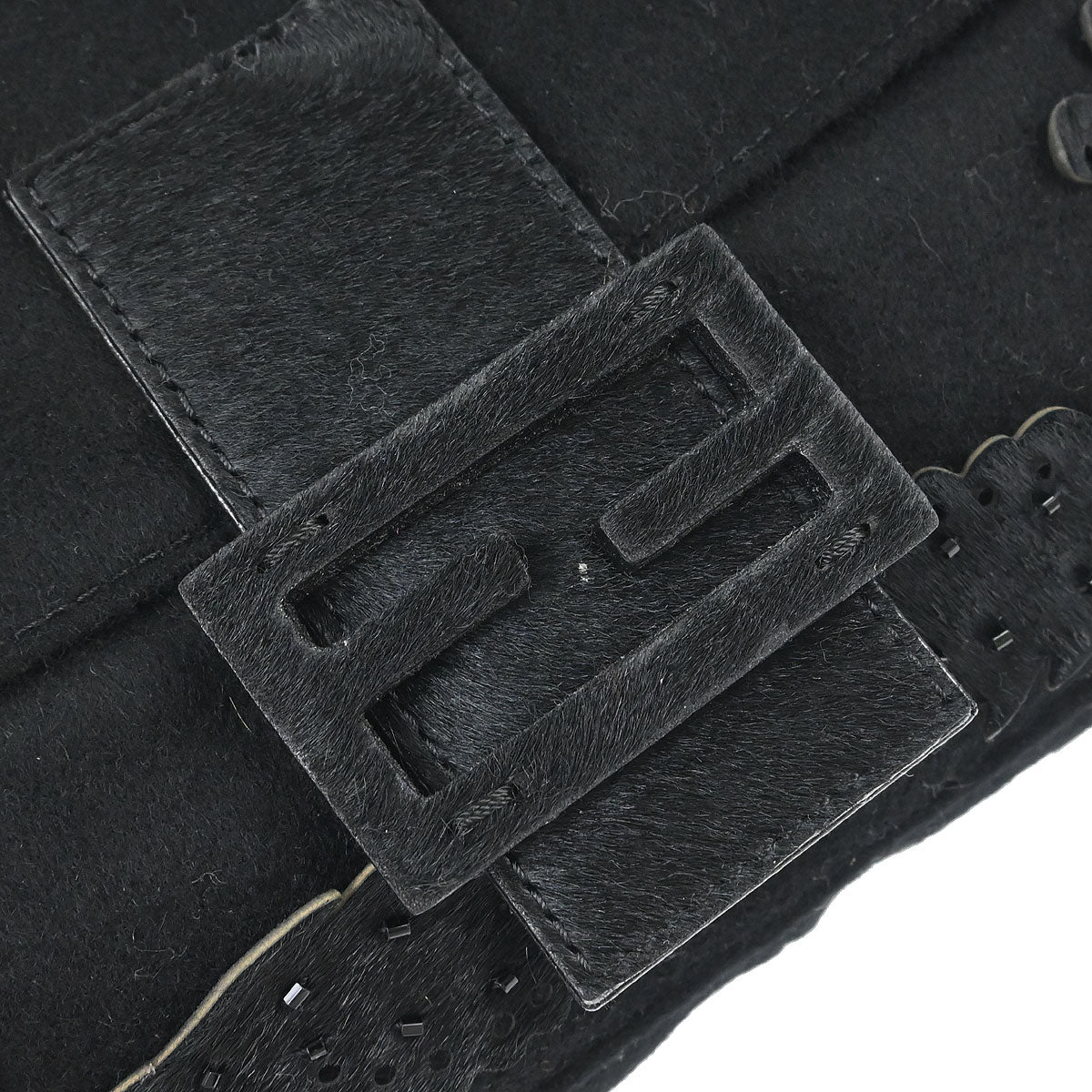 Fendi Black Felt Baguette Handbag
