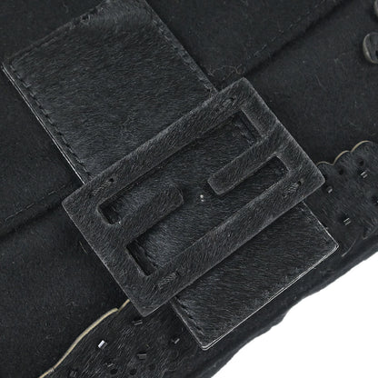 Fendi Black Felt Baguette Handbag