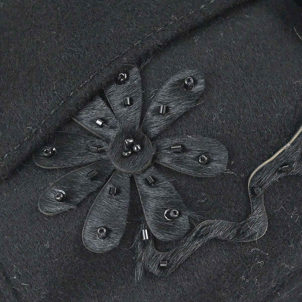 Fendi Black Felt Baguette Handbag