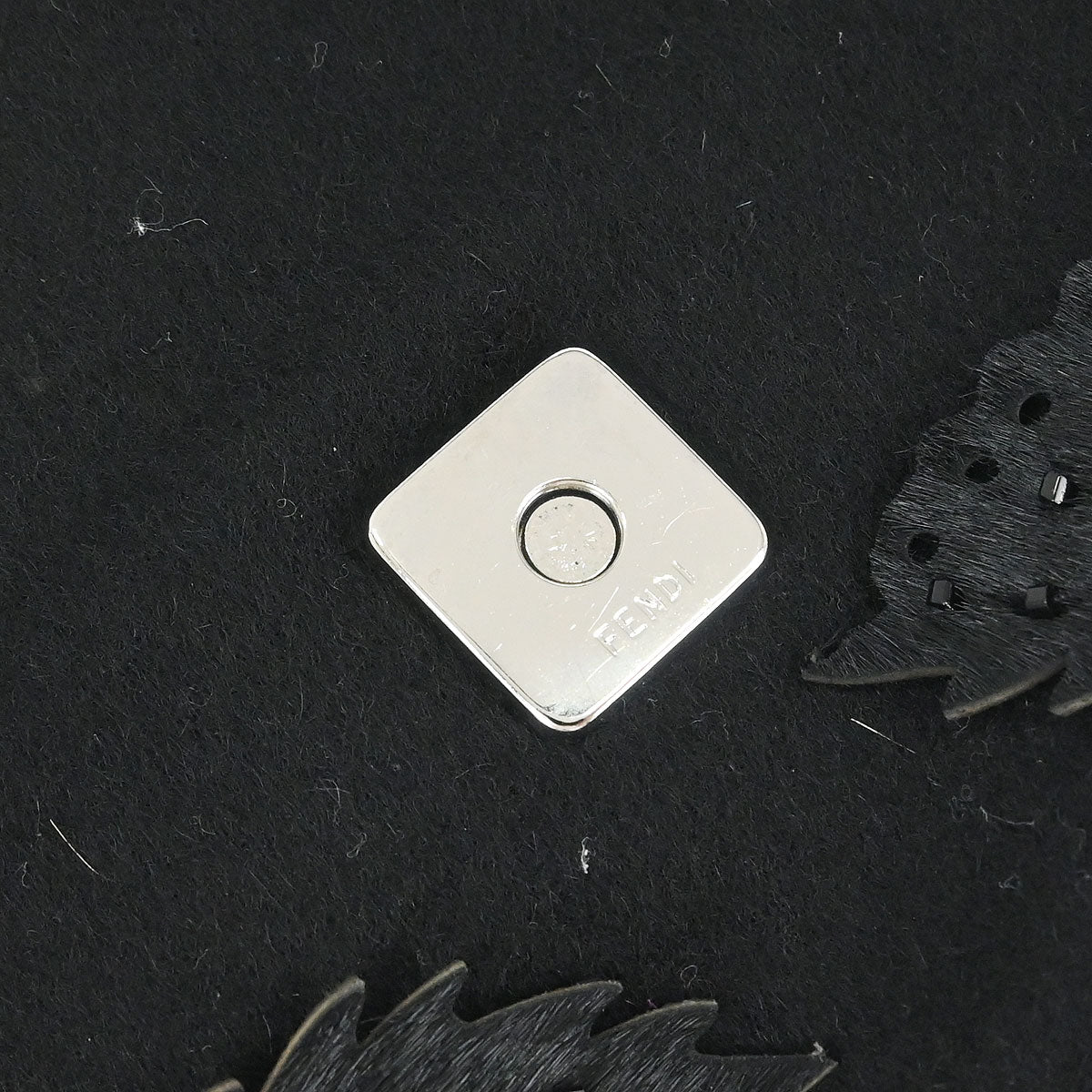 Fendi Black Felt Baguette Handbag