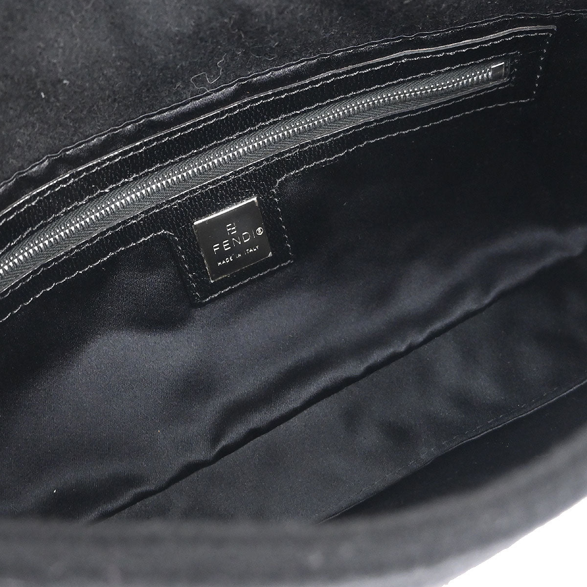 Fendi Black Felt Baguette Handbag