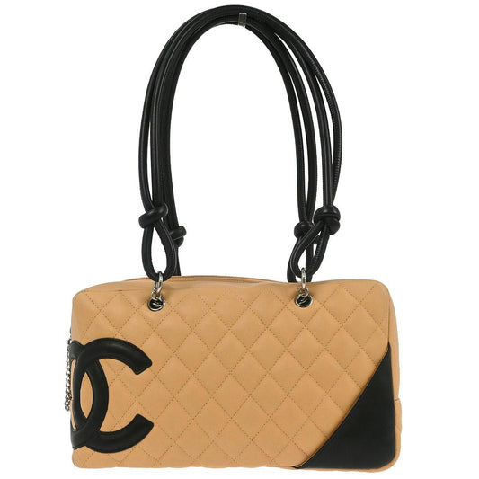 Chanel Beige Calfskin Cambon Ligne Bowling Bag 27
