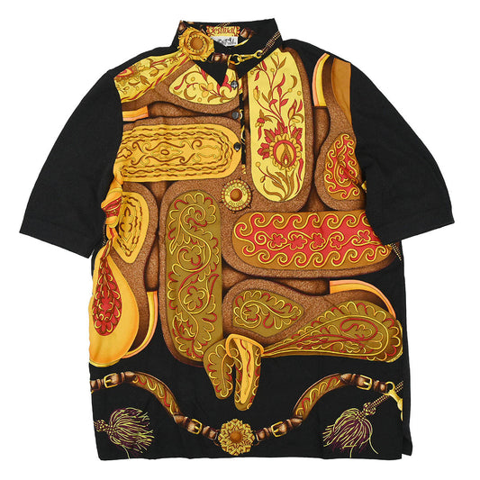 Hermes Short Sleeve Polo Shirt Top Black #M