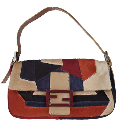 Fendi Beige Pony Hair Baguette Handbag