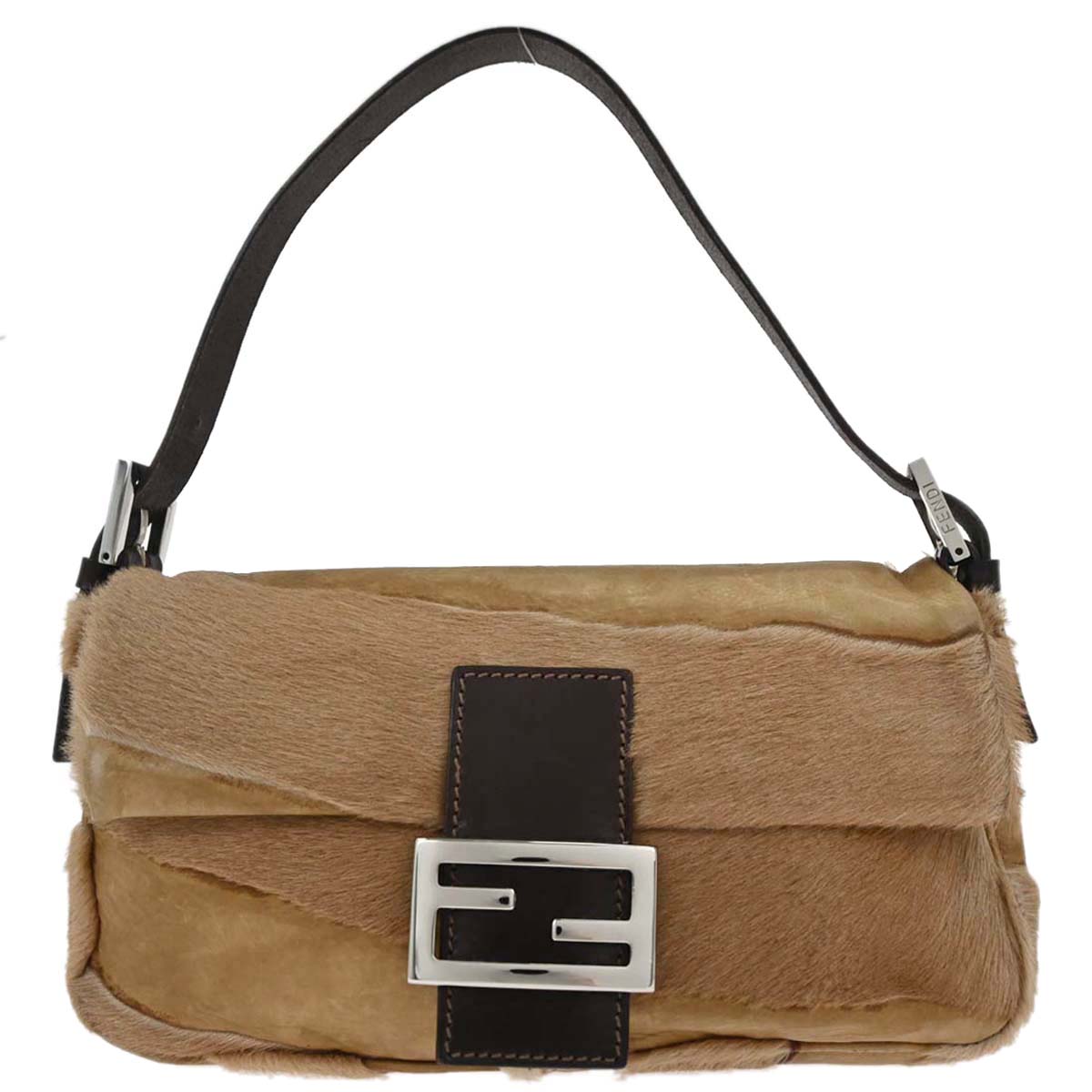 Fendi Beige Pony Hair Baguette Handbag