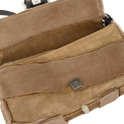 Fendi Beige Pony Hair Baguette Handbag