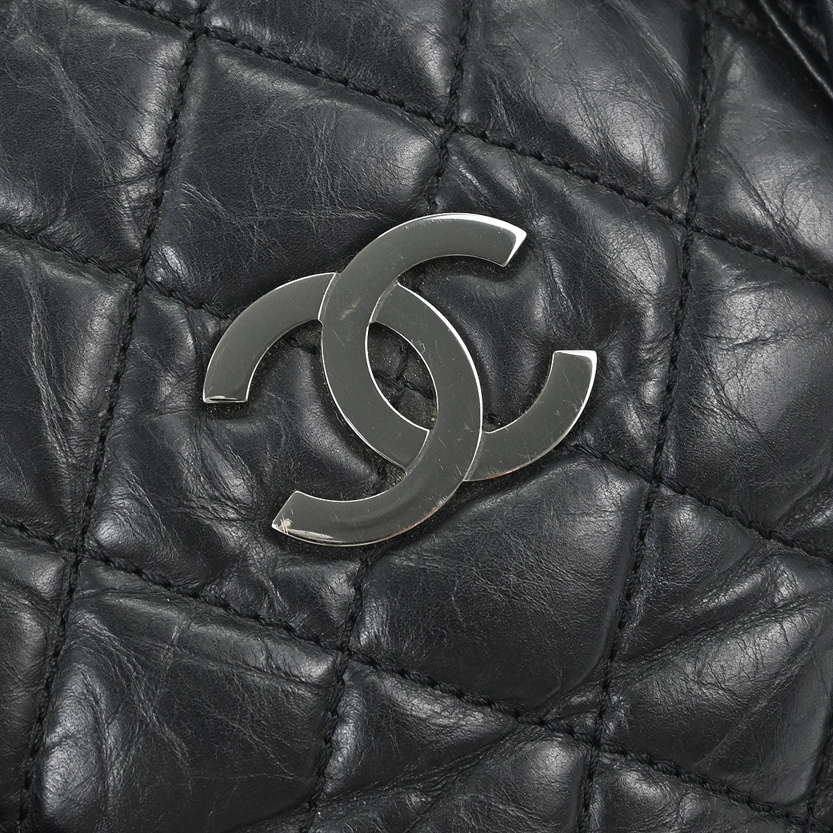 Chanel Black Calfskin Lady Braid Bowler Bag Handbag
