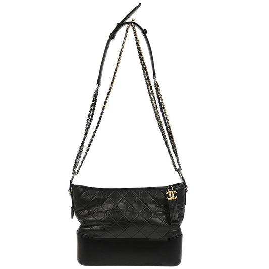 Chanel Black Lambskin Calfskin Large Gabrielle Shoulder Bag