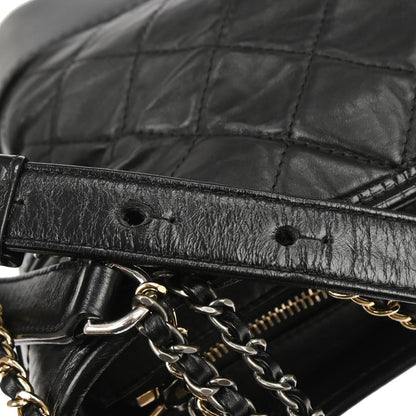 Chanel 2018 Black Lambskin Calfskin Large Gabrielle Shoulder Bag