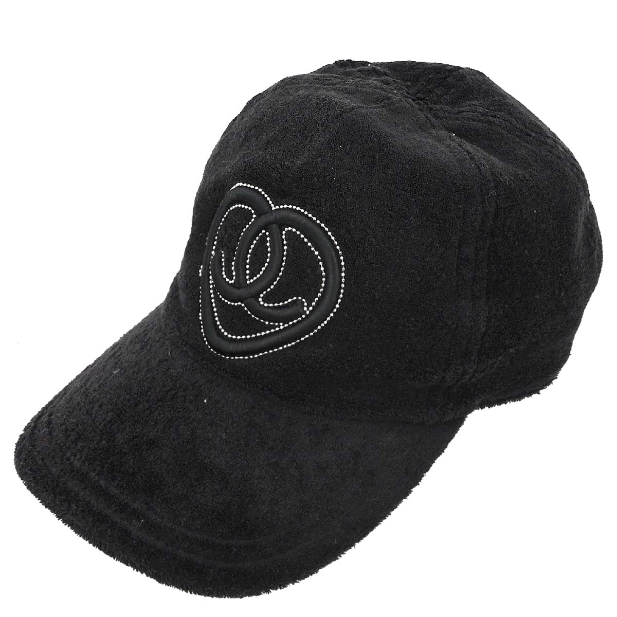 Chanel Black Cotton Nylon #M Cap Hat Small Good