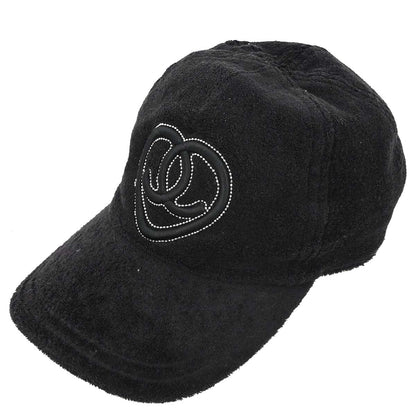 Chanel Black Cotton Nylon #M Cap Hat Small Good