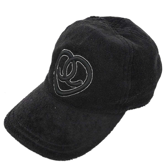 Chanel Black Cotton Nylon #M Cap Hat Small Good