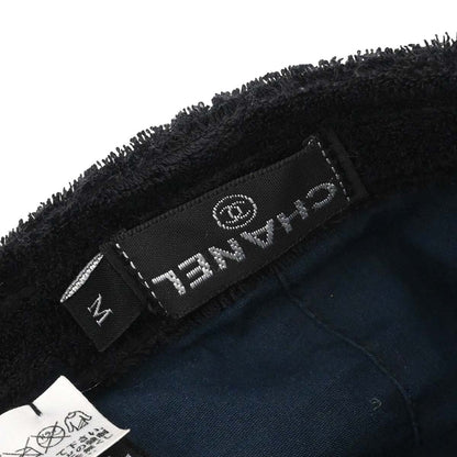 Chanel Black Cotton Nylon #M Cap Hat Small Good