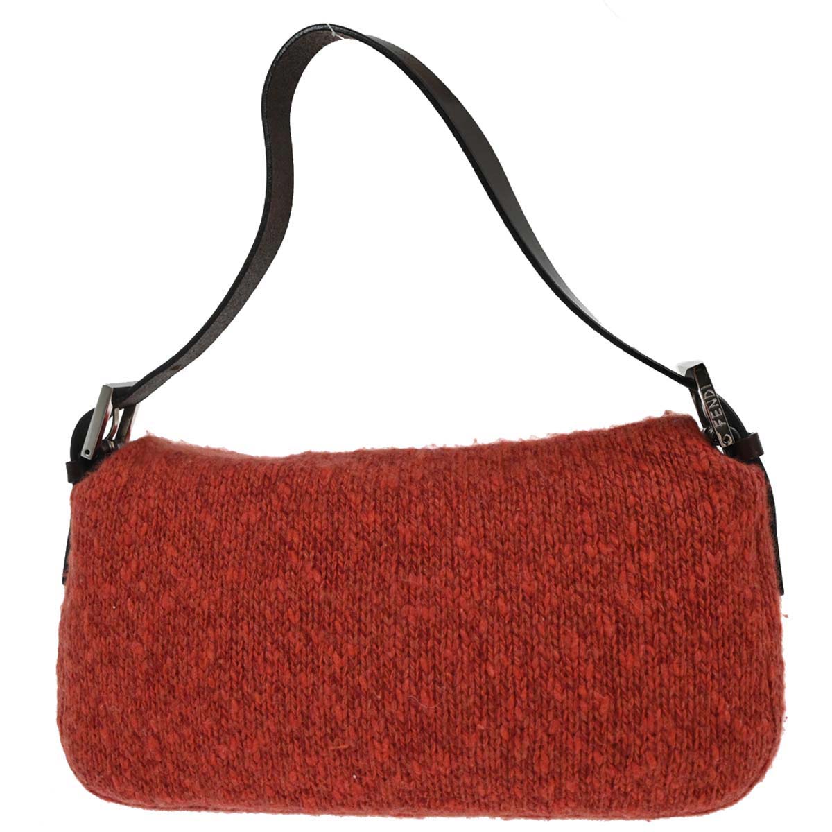 Fendi Orange Wool Baguette Handbag