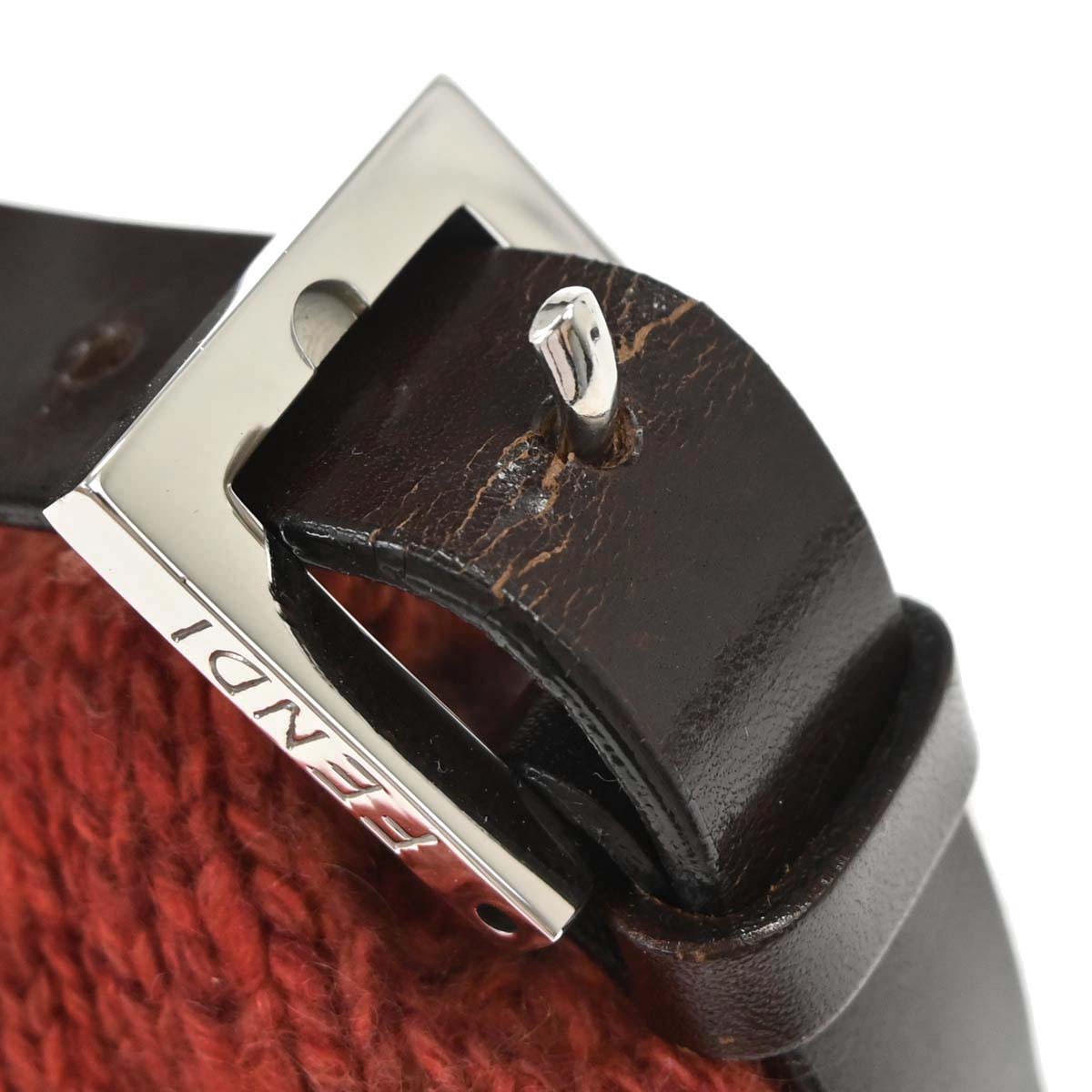 Fendi Orange Wool Baguette Handbag