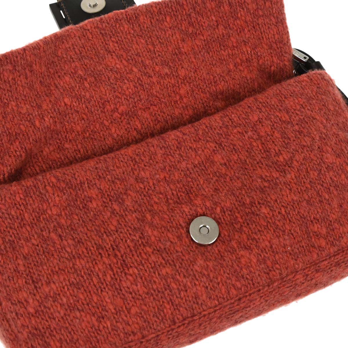 Fendi Orange Wool Baguette Handbag