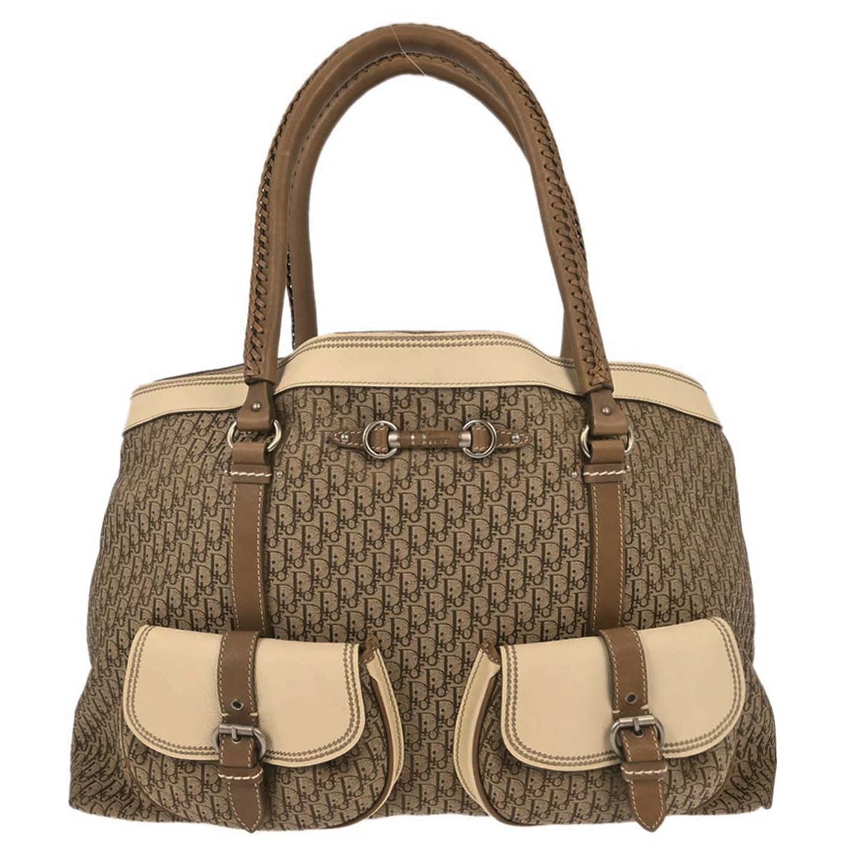 Christian Dior Beige Canvas Trotter My Dior Duffle Handbag
