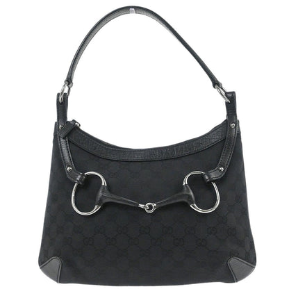 Gucci Black Canvas Horsebit Handbag