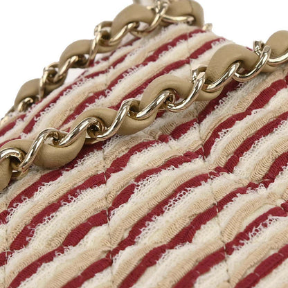 Chanel Beige Canvas Medium Classic Double Flap Shoulder Bag