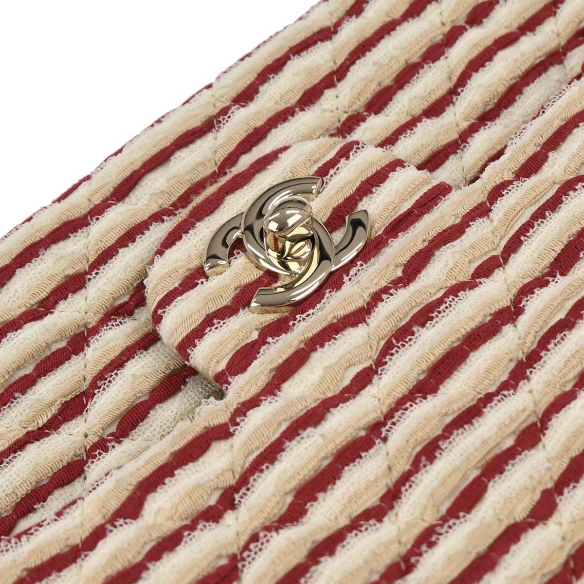 Chanel Beige Canvas Medium Classic Double Flap Shoulder Bag