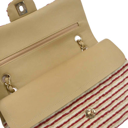 Chanel Beige Canvas Medium Classic Double Flap Shoulder Bag