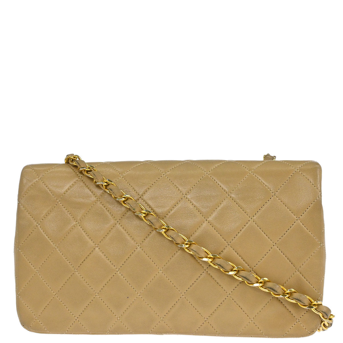 Chanel Beige Lambskin Turnlock Small Full Flap Shoulder Bag