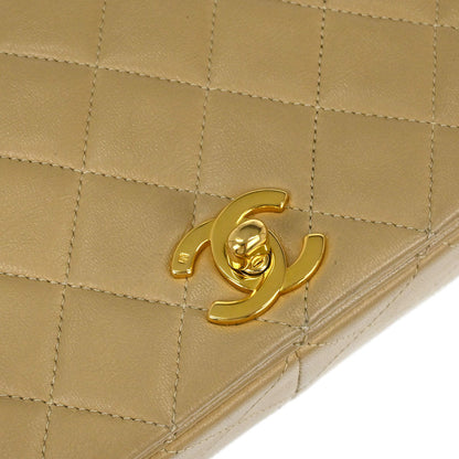 Chanel Beige Lambskin Turnlock Small Full Flap Shoulder Bag