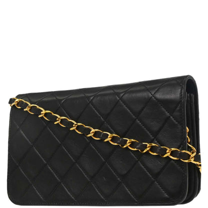 Chanel Black Lambskin Pushlock Mini Full Flap Shoulder Bag