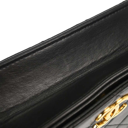 Chanel Black Lambskin Pushlock Mini Full Flap Shoulder Bag