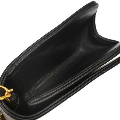 Chanel Black Lambskin Pushlock Mini Full Flap Shoulder Bag