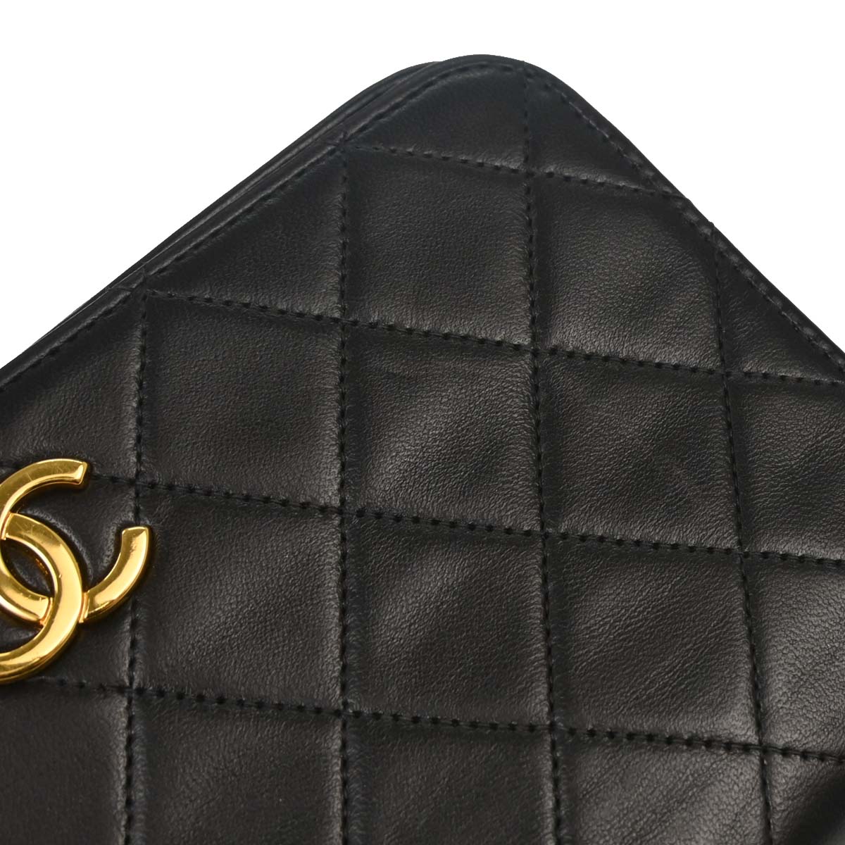 Chanel Black Lambskin Pushlock Mini Full Flap Shoulder Bag
