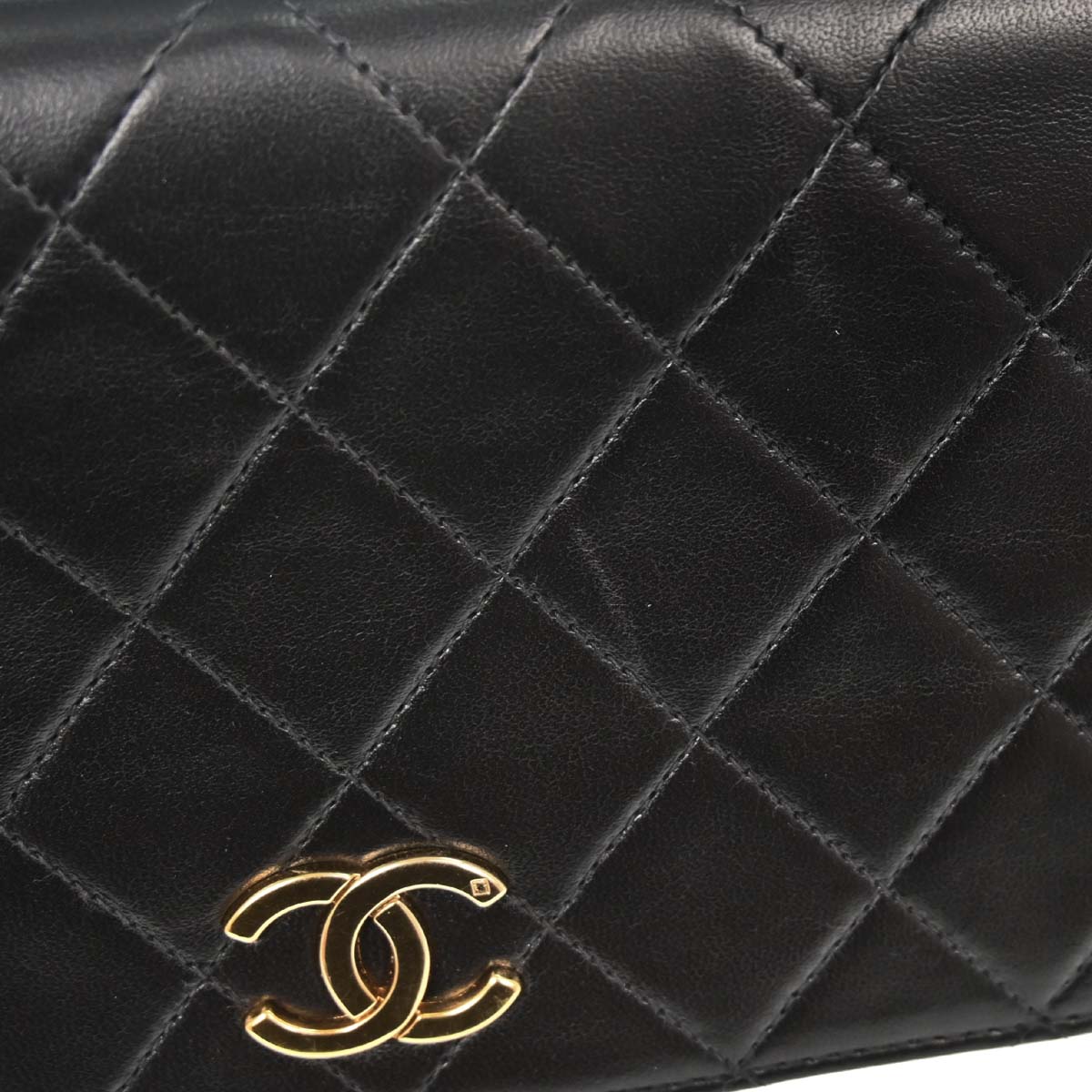Chanel Black Lambskin Pushlock Mini Full Flap Shoulder Bag