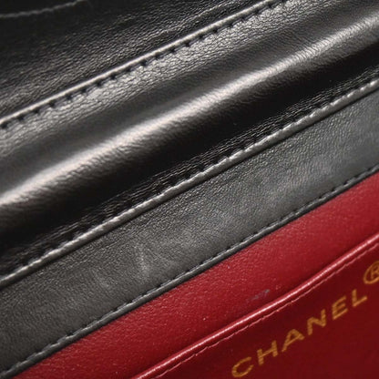 Chanel Black Lambskin Pushlock Mini Full Flap Shoulder Bag