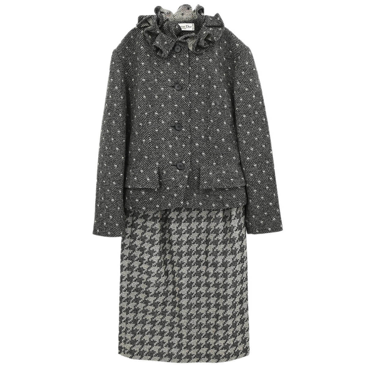 Christian Dior Setup Suit Jacket Skirt Black