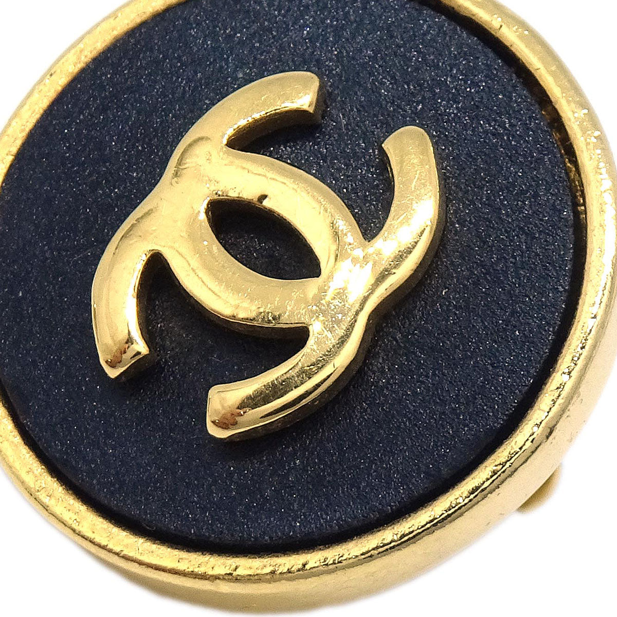 Chanel Button Clip-On Earrings Black Gold 26