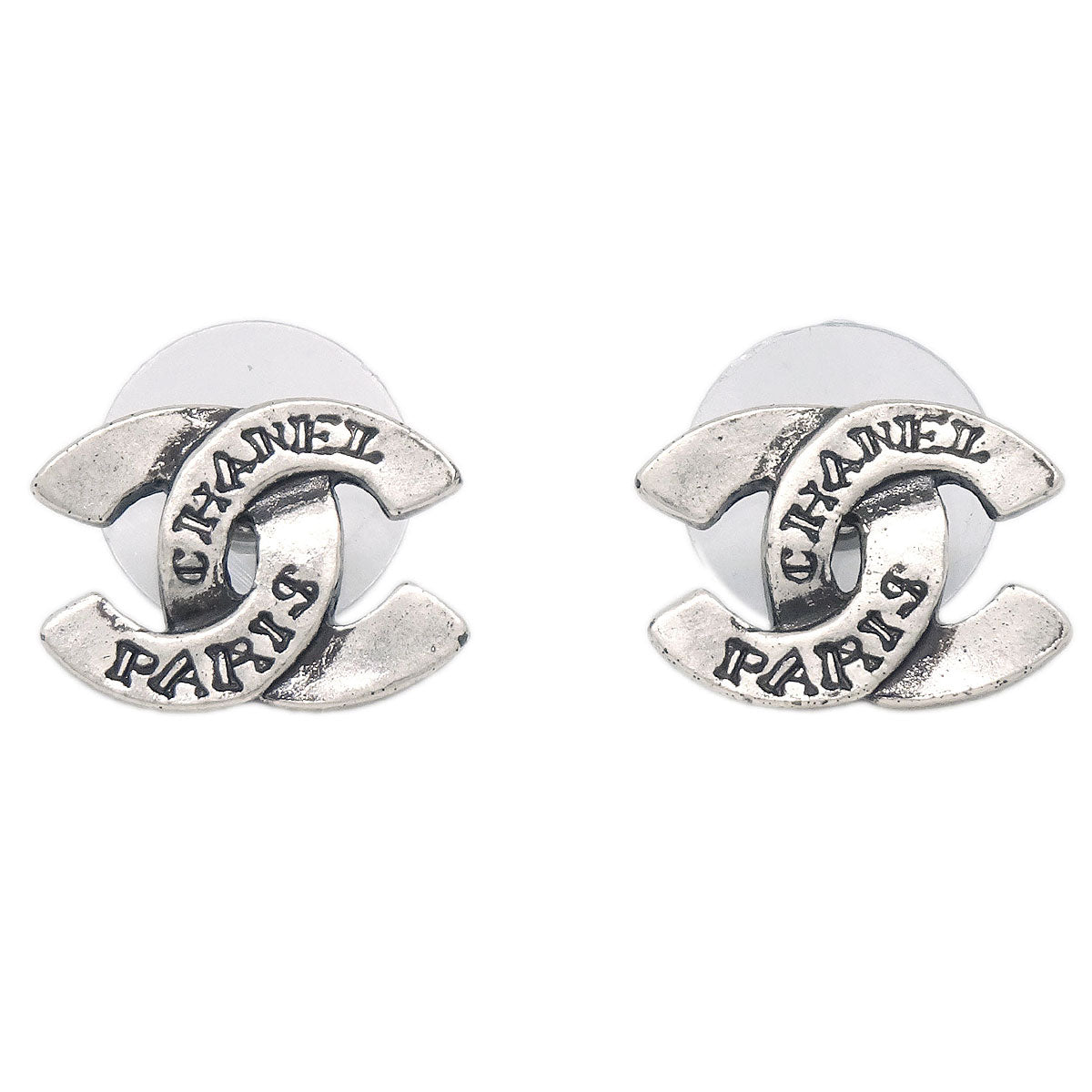 Chanel CC Pierced Earrings Silver 99A
