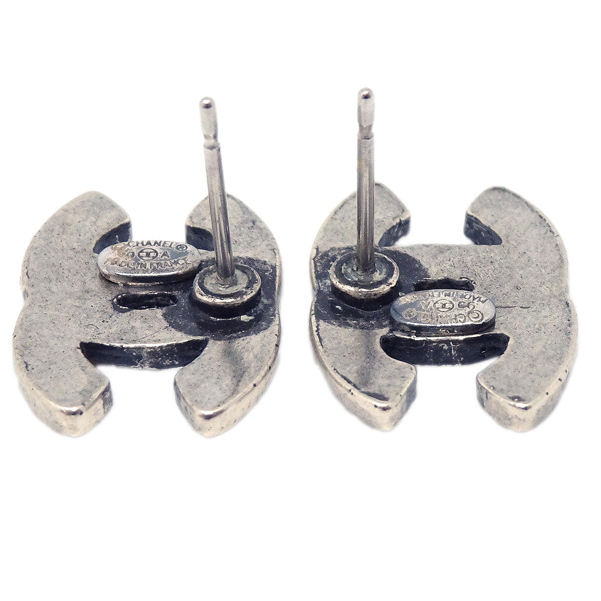 Chanel CC Pierced Earrings Silver 99A