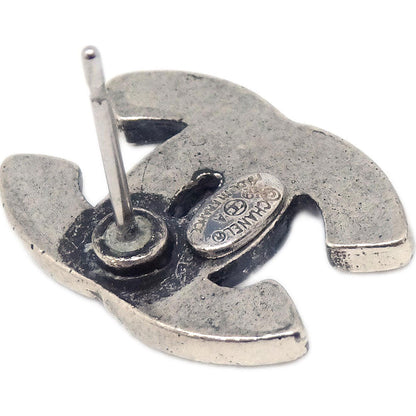 Chanel CC Pierced Earrings Silver 99A