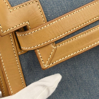 Hermes Blue Natural Toile Jean Vache Kelly 32 Sellier 2way Shoulder Handbag